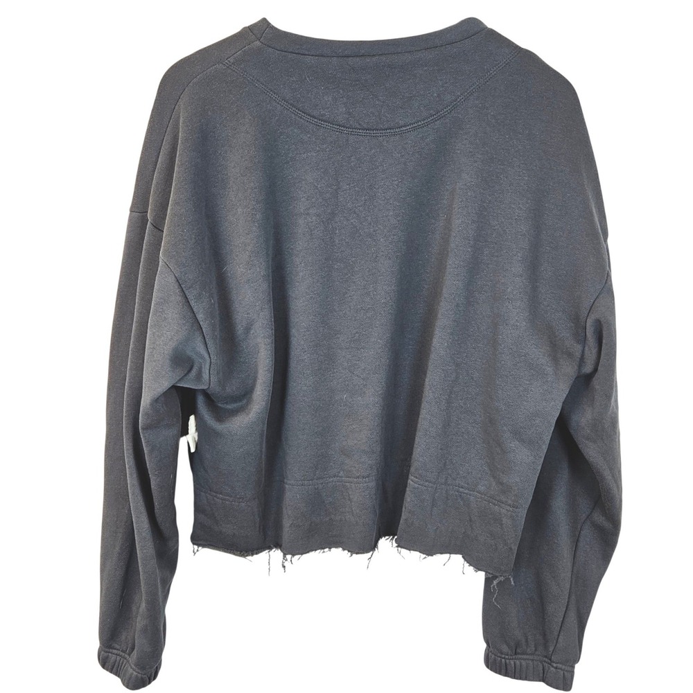 Adidas Made With Nature Studio Lounge Sweatshirt M Carbon Gray Cropped Raw Hem - Picture 2 of 12